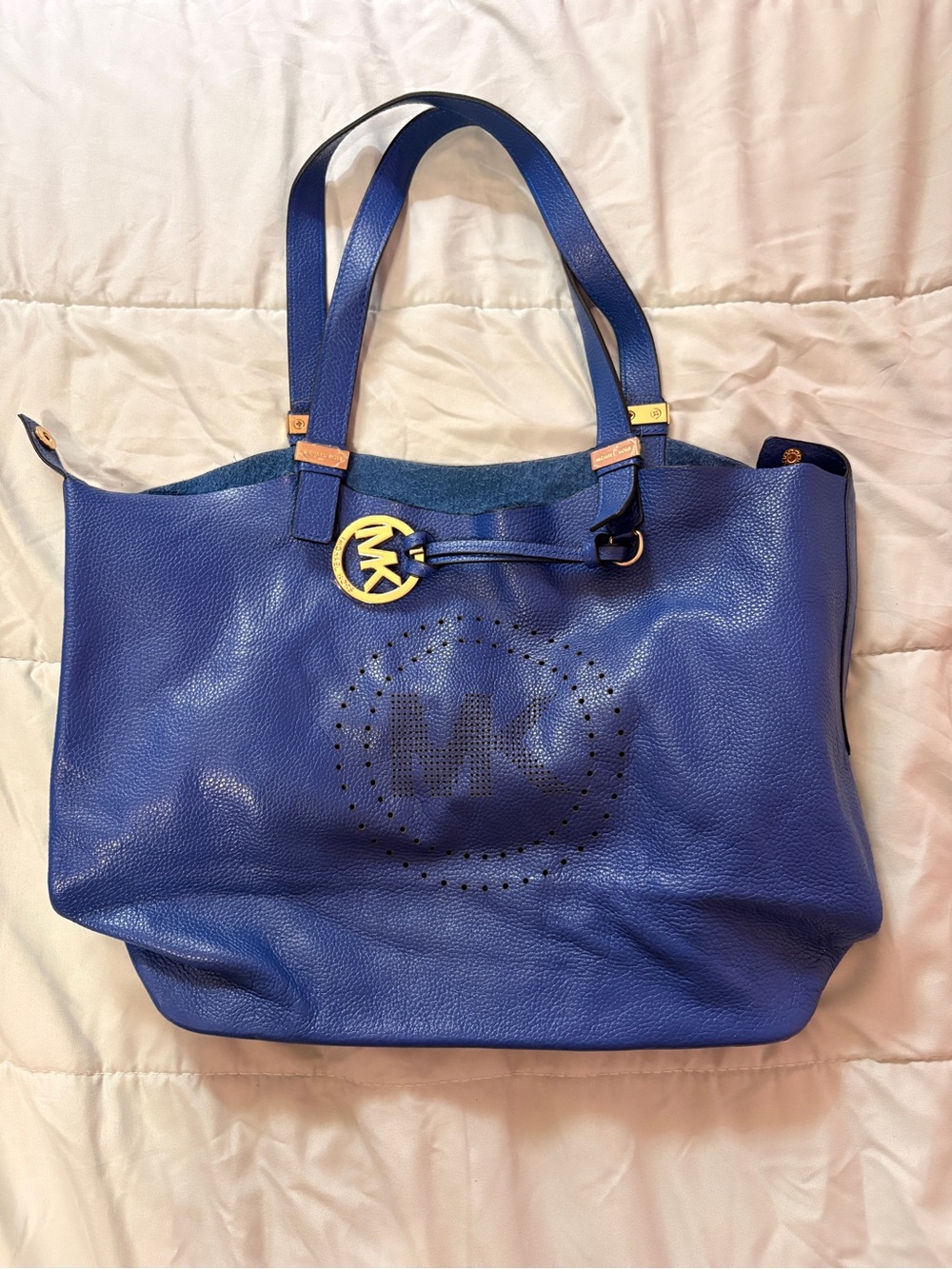 Michael Kors Royal Blue Pebbled Leather Tote Purse